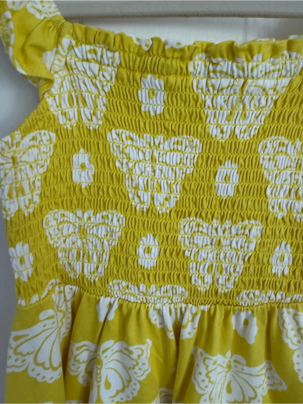Mini Boden Yellow Butterfly Smocked Sundress